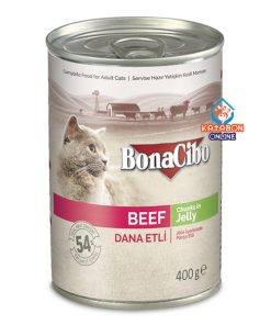 BonaCibo Canned Wet Cat Food Beef Chunks In Jelly 400g