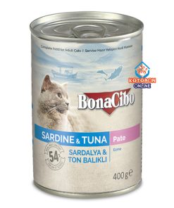 BonaCibo Canned Wet Cat Food Sardine & Tuna In Pate 400g