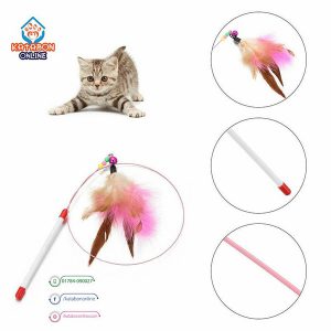 Cat Playing Toy Feather Wand Stick Teaser With Bell