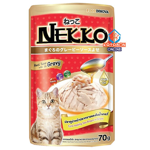 Foodinnova Nekko Adult Pouch Wet Cat Food Tuna Topping Sea Beam In Gravy 70g