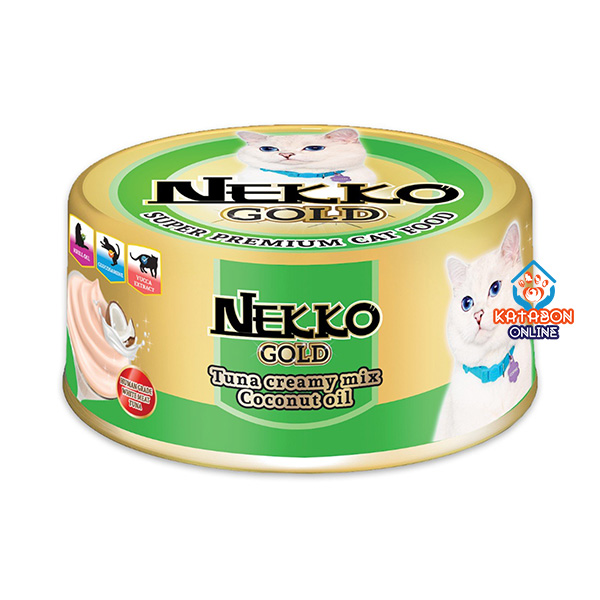 Foodinnova Nekko Gold Can Super Premium Wet Cat Food Tuna Creamy Mix Coconut Oil 85g