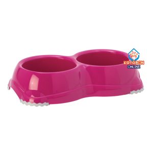 Moderna Cat Double Smarty Feeding Bowl 2 x 330ml - Hot Pink