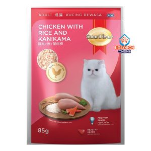 SmartHeart Adult Pouch Wet Cat Food Chicken With Rice & Kanikama 85g