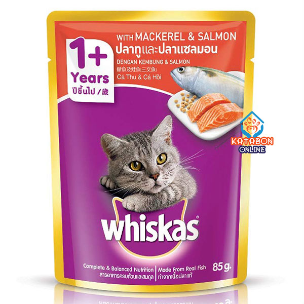 Whiskas Pouch Adult Wet Cat Food Mackeral & Salmon 85g
