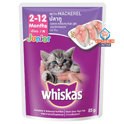 Whiskas Pouch Kitten Junior Wet Cat Food Mackerel 85g