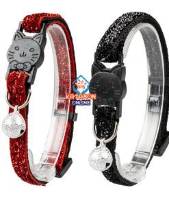 Duvo+ Adjustable Nylon With Glitter Mix Cat Collar With Bell