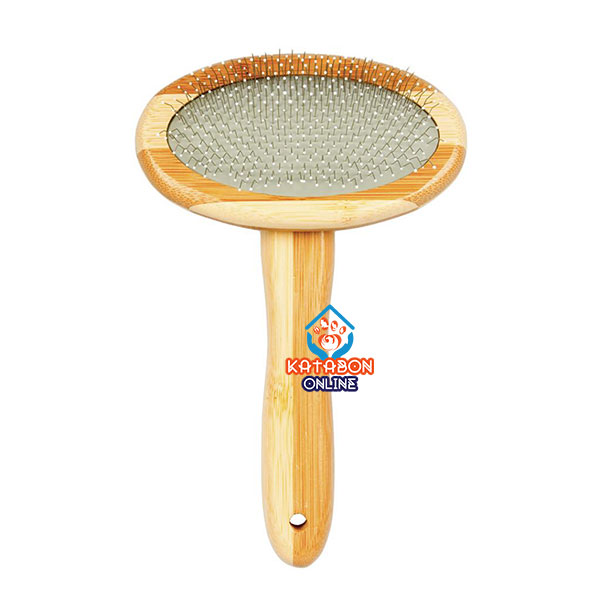 Duvo+ Bamboo Slicker Brush With Handle For Dogs & Cats