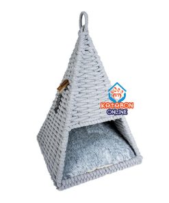Duvo+ Contemporary Oyster Tipi in Cotton Rope With Cushion for Cats 37x37x55cm