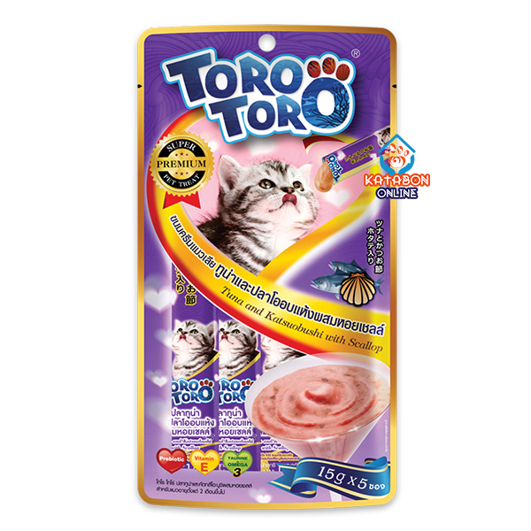 Toro Toro Lickable Cat Treat Tuna & Katsuobushi With Scallop 5 x 15g