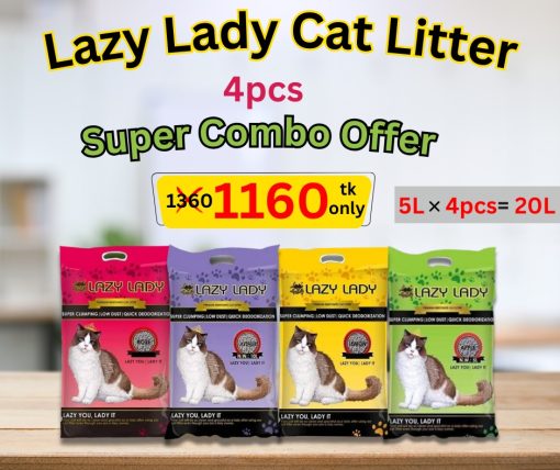 Lazy Lady Cat Litter Bentonite Combo Offer (5L*4pc=20L)