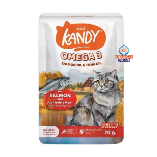 Kandy OMEGA 3 Pouch with Salmon & Tuna White Meat in Jelly 70g