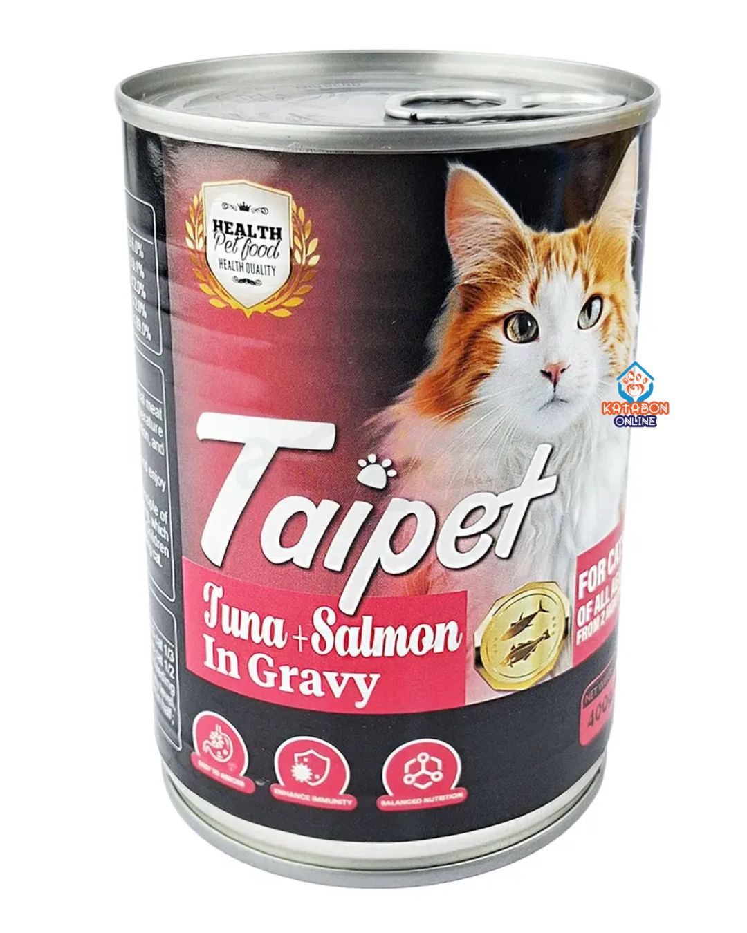 Taipet Can Cat Food Tuna And Salmon in Gravy For Both Adults & Kittens From 2months 400g