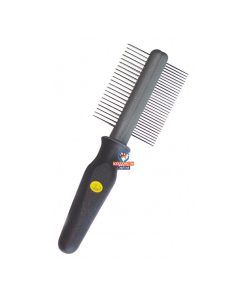 Gripsoft Double Sided Coarse & Fine Comb Rubber Non Slip Handle For Dogs