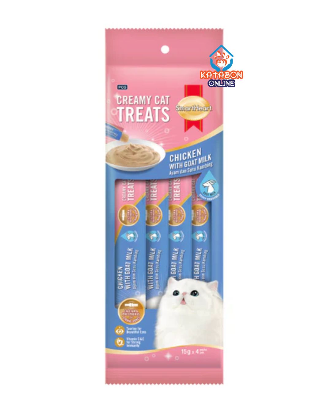 Smartheart Lickable Creamy Cat Treat Chicken with Goat Milk 15g x 4Pcs