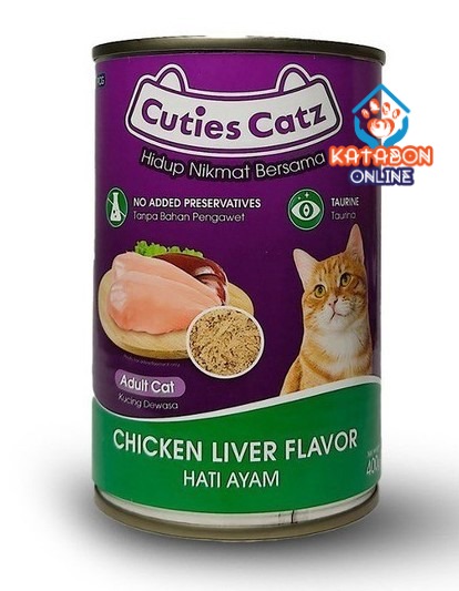 Cuties Catz Adult Canned Food with CHICKEN LIVER FLAVOR Flavour 400g