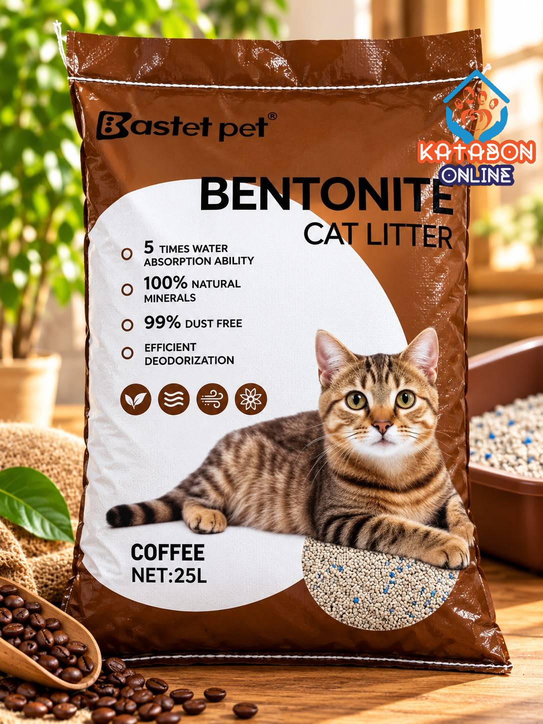 Bastet Pet Most popular Bentonite cat litter Coffe Flavour 25 Litter